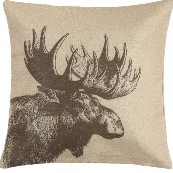 Burlap Moose Pillow by HiEnd Accents NEW - Picture 1 of 7